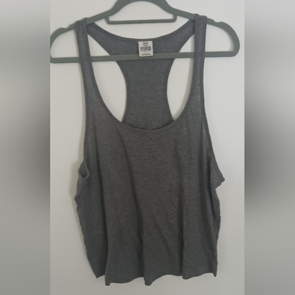 PINK Victoria's Secret Gray Asymmetrical Cut Out Tank Top